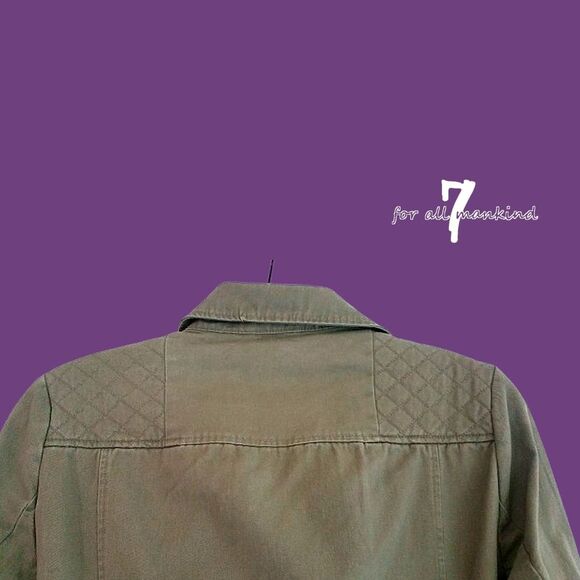7 FOR ALL MANKIND NEW Grunge Khaki Asymmetric Epaulet Moto Jacket M - Picture 11 of 12